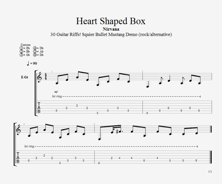 heart shaped box guitar pro tab download