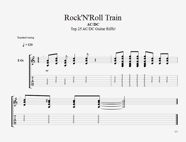 ac dc rock n roll train guitar pro tab download