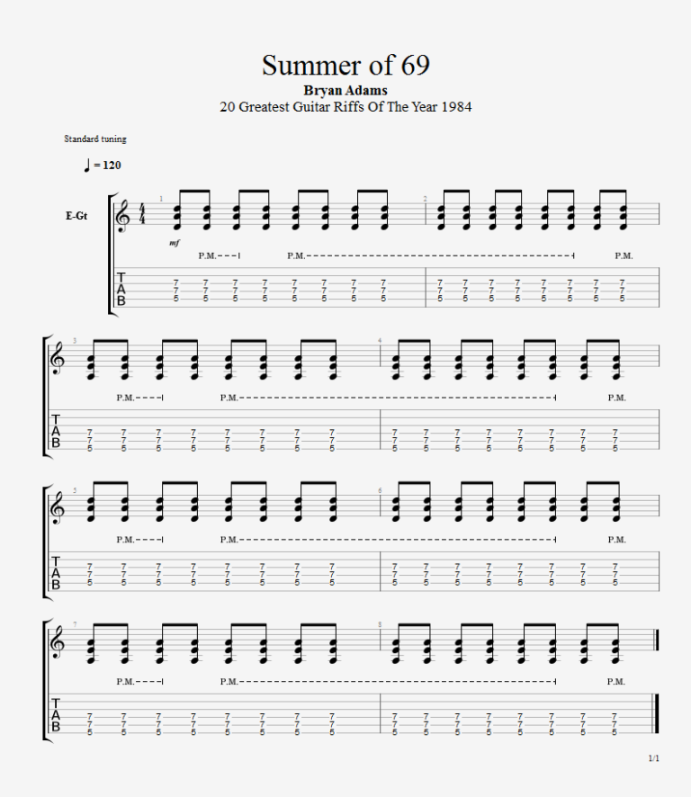 summer of 69 guitar pro tab download